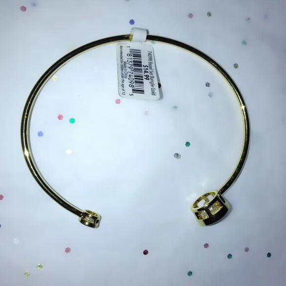 2 Pcs Amanda Blu Bezel Gold Bangles - Picture 9 of 9